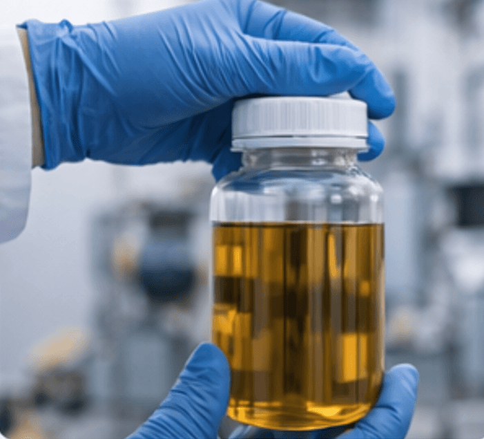 Field technician collecting transformer oil sample